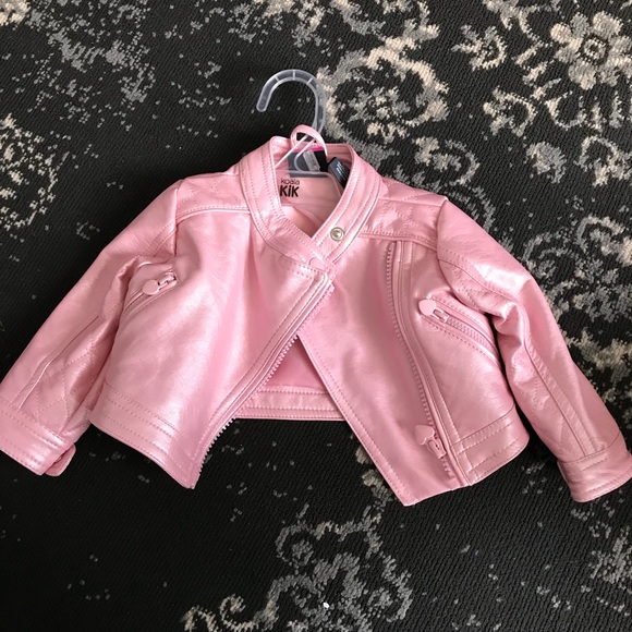baby girl pink leather jacket